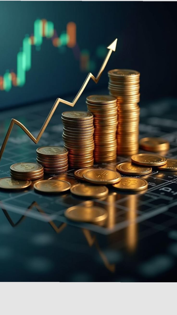 Painel financeiro com indicadores em crescimento
